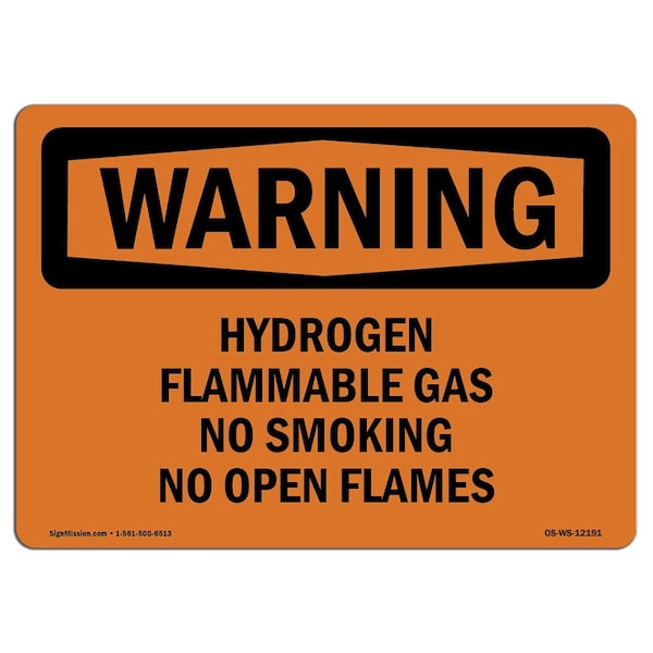 Signmission OSHA, Hydrogen Flammable Gas No Smoking No Open Flames, 10in X 7in Rigid Plastic, WS-P-710-L-12191 OS-WS-P-710-L-12191 - main